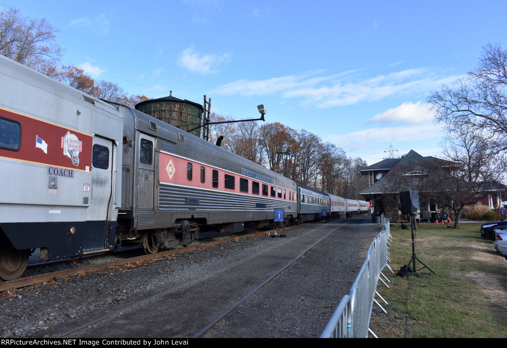 A mixture of former Comet 1s and restored private cars make up the Polar Express train as it passes the Whippany Railway Museum